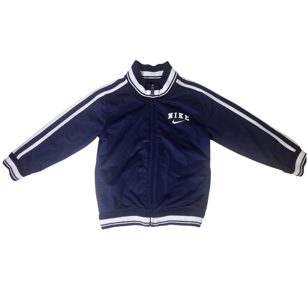 Nike Kids Track Jacket Navy Blue White Stripes Full Zip Size 4T Athletic